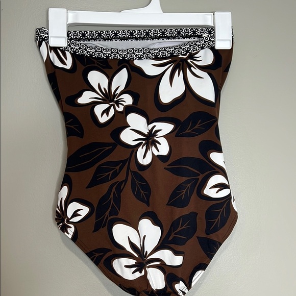 Tommy Bahama Floral Brown and White One-Piece Swimsuit Womens 6 - Picture 4 of 7